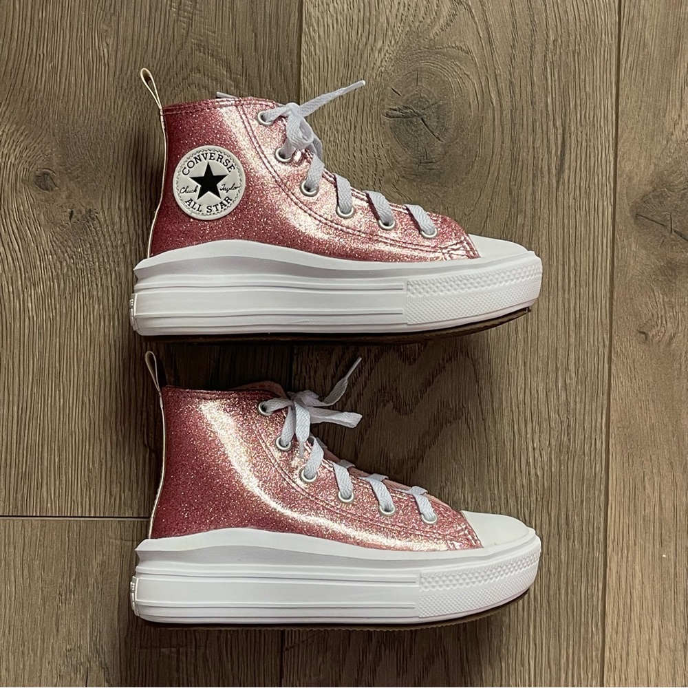 Converse All Star Pink Glitter Move Toddler Size 13 Platform High Top Sneakers - Picture 2 of 10